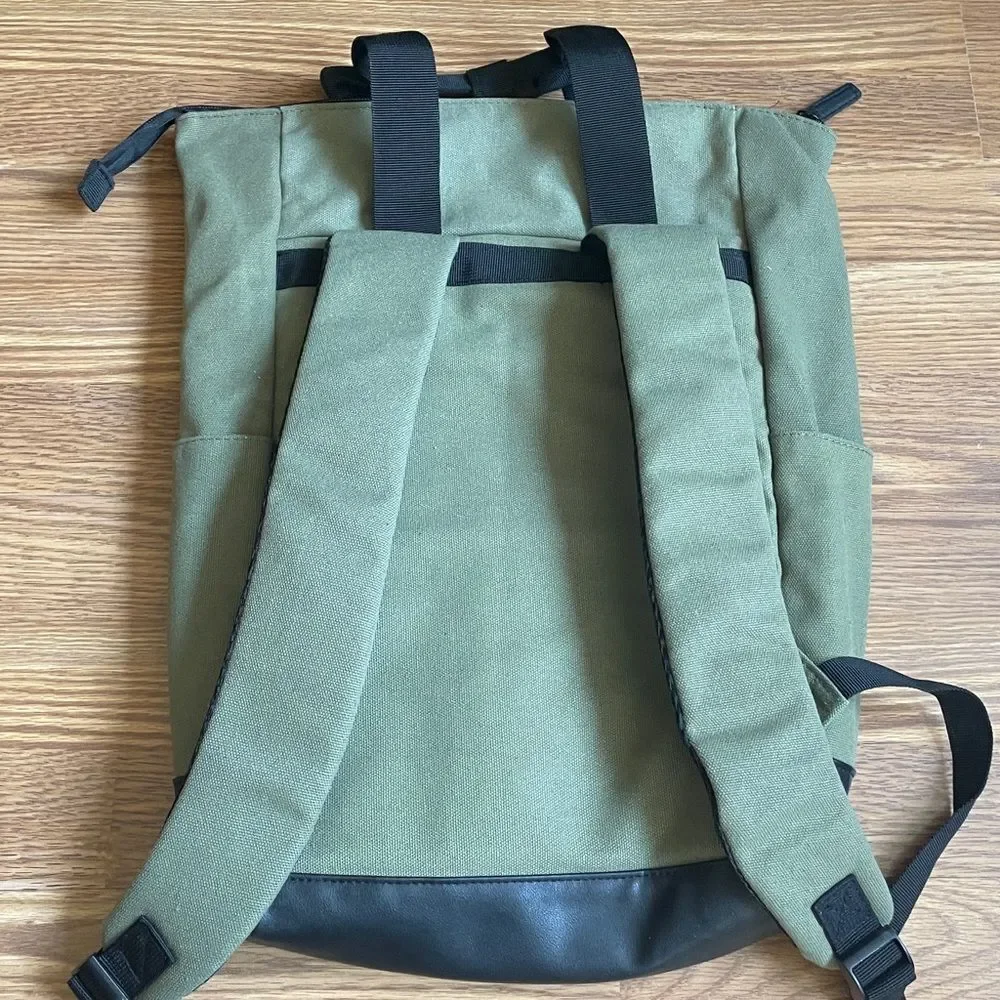 Kleinschmidt Olive Green Canvas Backpack Black Leather Bottom Hydropower Edition